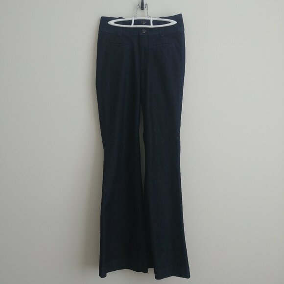 Y2K Rich & Skinny flares flare leg dark blue jeans denim 27 purple thread - Picture 1 of 16